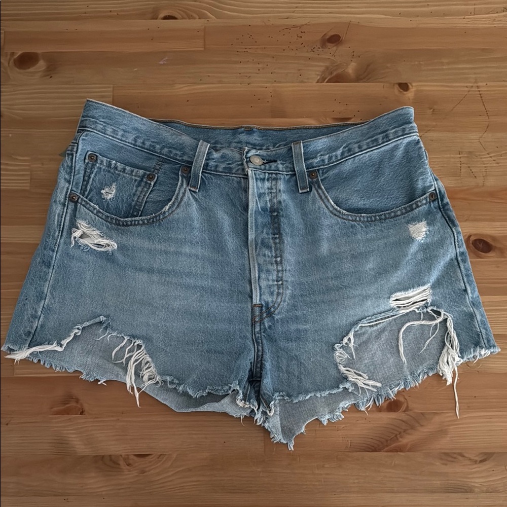 Levi's Light Blue Distressed Jean Shorts